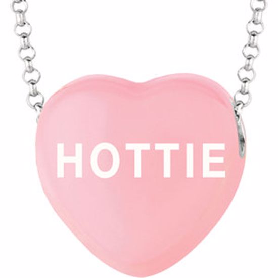 85503:232:P Sweethearts® Light Pink Enamel "Hottie" Heart on 16" Necklace with Gift Box