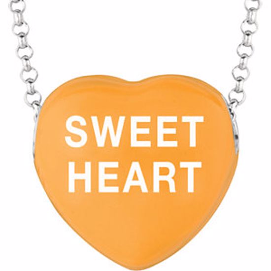 85503:256:P Sweethearts® Orange Enamel "Sweet Heart" Heart on 16" Necklace with Gift Box