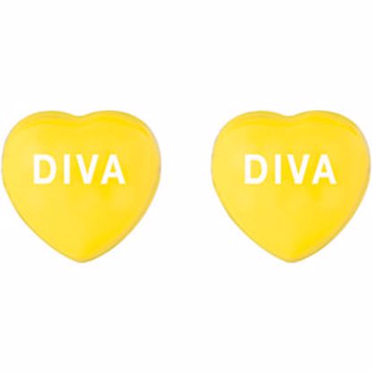 85510:127:P Yellow Enamel "Diva" Heart Shaped Earrings