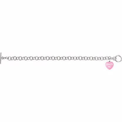 85511:110:P Dark Pink Enamel "Crazy 4U" Heart Charm on 7.5" Bracelet