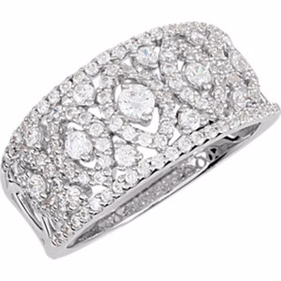 69933:202:P Sterling Silver Cubic Zirconia Anniversary Band Size 8