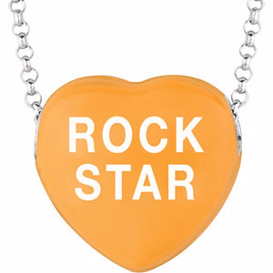 85503:270:P Sweethearts® Orange Enamel "Rock Star" Heart on 16" Necklace with Gift Box