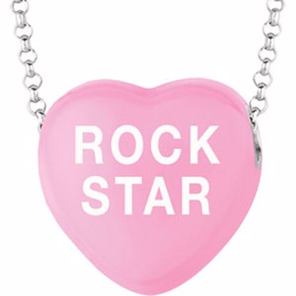 85503:272:P Sweethearts® Dark Pink Enamel "Rock Star" Heart on 16" Necklace with Gift Box