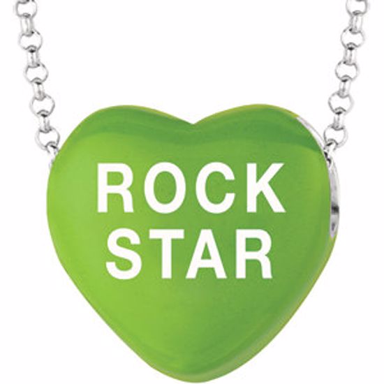 85503:273:P Sweethearts® Green Enamel "Rock Star" Heart on 16" Necklace with Gift Box