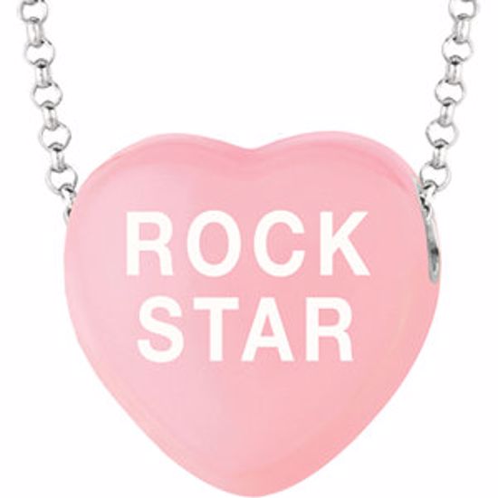 85503:274:P Sweethearts® Light Pink Enamel "Rock Star" Heart on 16" Necklace with Gift Box