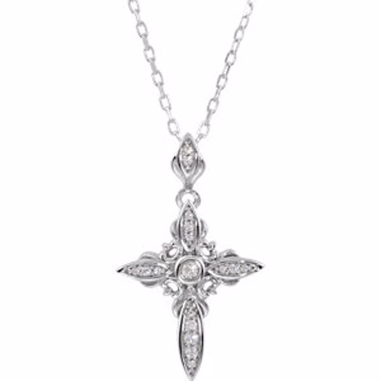 69936:200:P Sterling Silver Cubic Zirconia Cross 18" Necklace