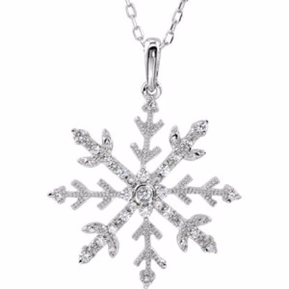 69938:300:P Sterling Silver Cubic Zirconia Snowflake 18" Necklace