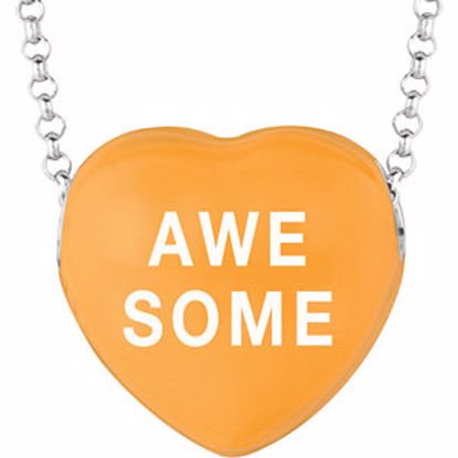 85503:284:P Sweethearts® Orange Enamel "Awesome" Heart on 16" Necklace with Gift Box