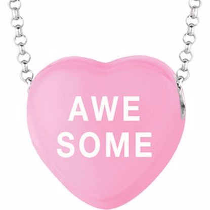 85503:285:P Sweethearts® Dark Pink Enamel "Awesome" Heart on 16" Necklace with Gift Box