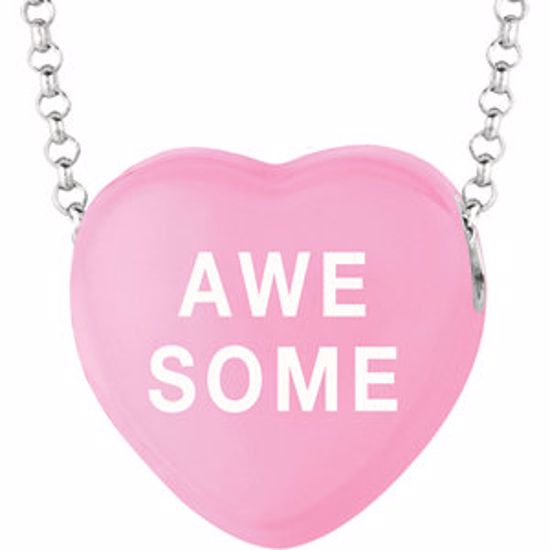 85503:285:P Sweethearts® Dark Pink Enamel "Awesome" Heart on 16" Necklace with Gift Box