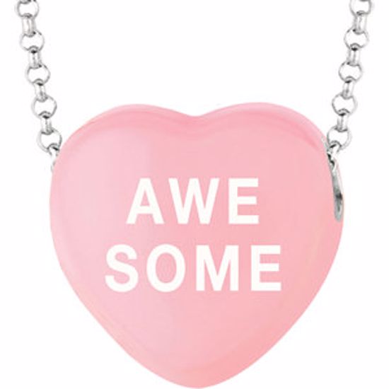 85503:287:P Sweethearts® Light Pink Enamel "Awesome" Heart on 16" Necklace with Gift Box