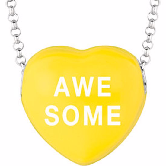 85503:289:P Sweethearts® Yellow Enamel "Awesome" Heart on 16" Necklace with Gift Box