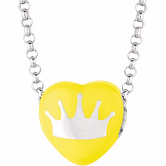 85503:303:P Sweethearts® Yellow Enamel Crown Heart on 16" Necklace with Gift Box