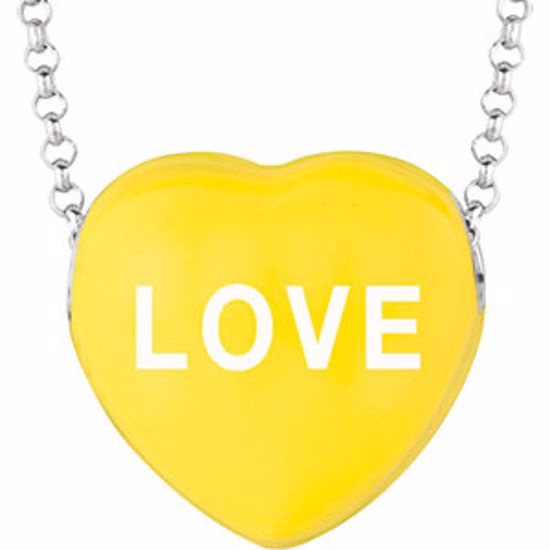 85503:310:P Sweethearts® 16.25x17mm Yellow "Love" Heart on 16" Necklace