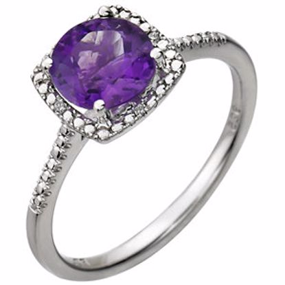 69940:209:P Sterling Silver Amethyst & .01 CTW Diamond Ring