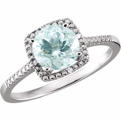 69940:212:P Sterling Silver Aquamarine & .01 CTW Diamond Ring