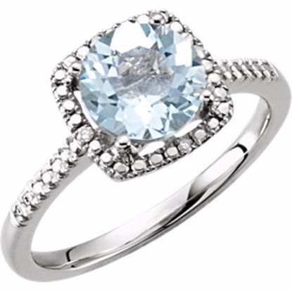 69940:213:P Sterling Silver Aquamarine & .01 CTW Diamond Ring