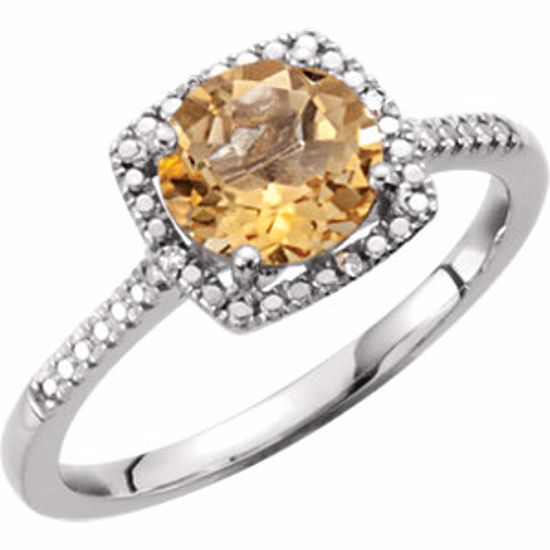 69940:226:P Sterling Silver Citrine & .01 CTW Diamond Ring