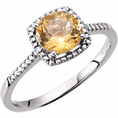 69940:227:P Sterling Silver Citrine & .01 CTW Diamond Ring