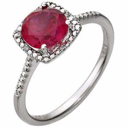 69940:229:P Sterling Silver Created Ruby & .01 CTW Diamond Ring