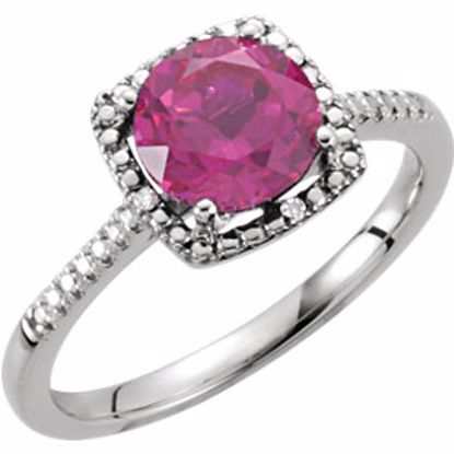 69940:230:P Sterling Silver Created Ruby & .01 CTW Diamond Ring