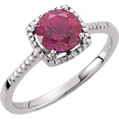 69940:231:P Sterling Silver Created Ruby & .01 CTW Diamond Ring