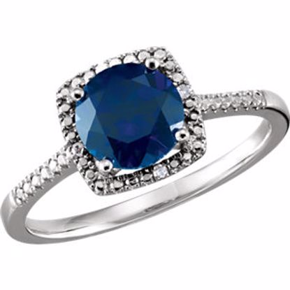 69940:232:P Sterling Silver Created Blue Sapphire & .01 CTW Diamond Ring