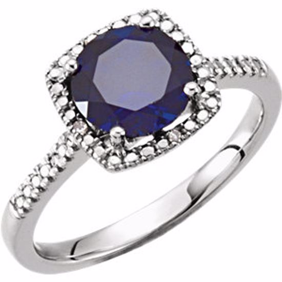 69940:233:P Sterling Silver Created Blue Sapphire & .01 CTW Diamond Ring