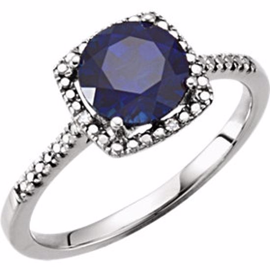 69940:234:P Sterling Silver Created Blue Sapphire & .01 CTW Diamond Ring