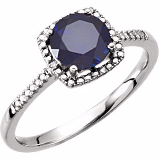 69940:235:P Sterling Silver Created Blue Sapphire & .01 CTW Diamond Ring