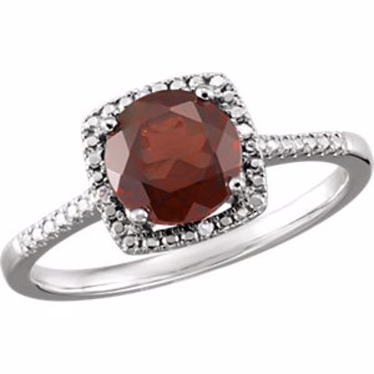 69940:240:P Sterling Silver Mozambique Garnet & .01 CTW Diamond Ring