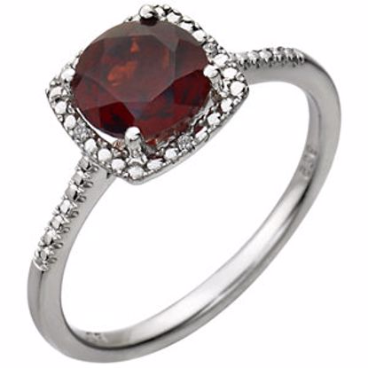 69940:243:P Sterling Silver Mozambique Garnet & .01 CTW Diamond Ring