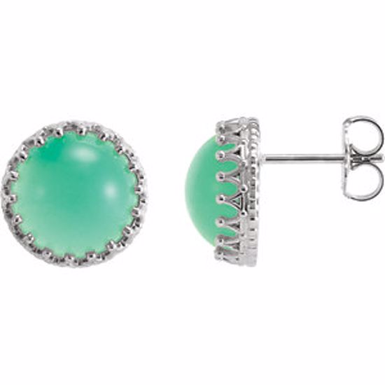 28503:60005:P Sterling Silver 10mm Round Chrysoprase Earrings 