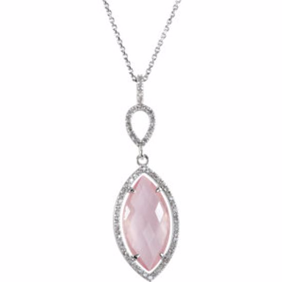 85496:60002:P Sterling Silver Halo-Styled Marquise-Shaped Drop Pendant or Necklace