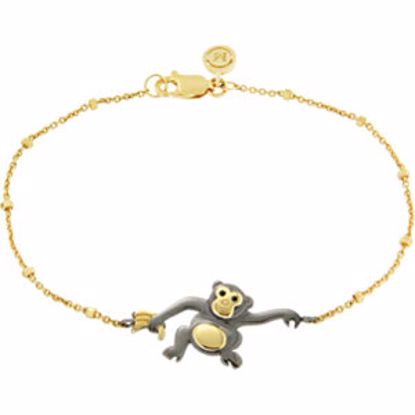 650001:602:P 18kt Yellow Vermeil & Black Rhodium-Plated Monkey 7.5" Bracelet for Mischief 