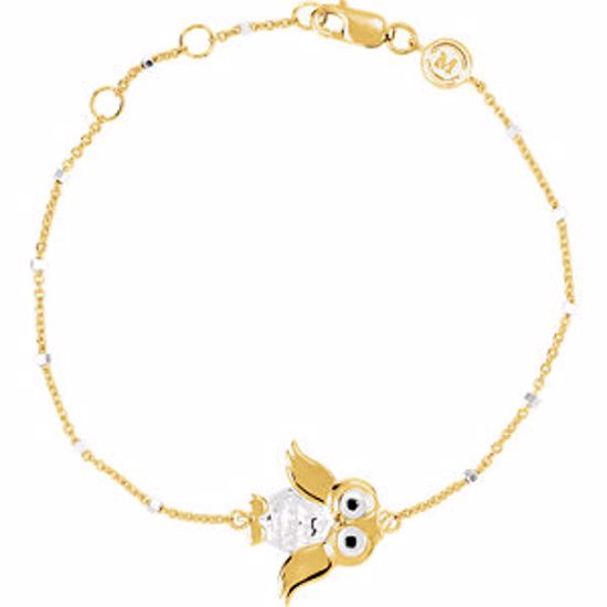 650001:603:P 18kt Yellow Vermeil Owl 7.5" Bracelet for Wisdom