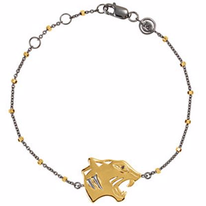 650001:604:P 18kt Yellow Vermeil & Black Rhodium-Plated Panther 7.5" Bracelet for Courage 