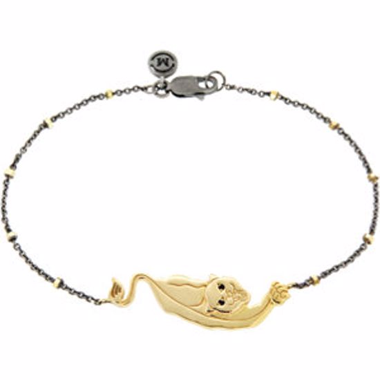 650001:609:P 18kt Yellow Vermeil Tiger Black Rhodium-Plated 7.5" Bracelet for Power