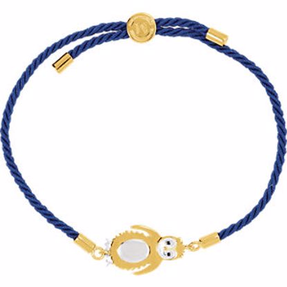 650001:610:P 18kt Yellow Vermeil Penguin Blue Satin 7.5" Bracelet for Loyalty 