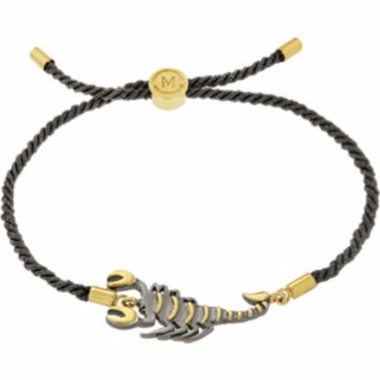 650001:612:P 18kt Yellow Vermeil & Black Rhodium-Plated Scorpion Black Satin 8" Bracelet for Passion