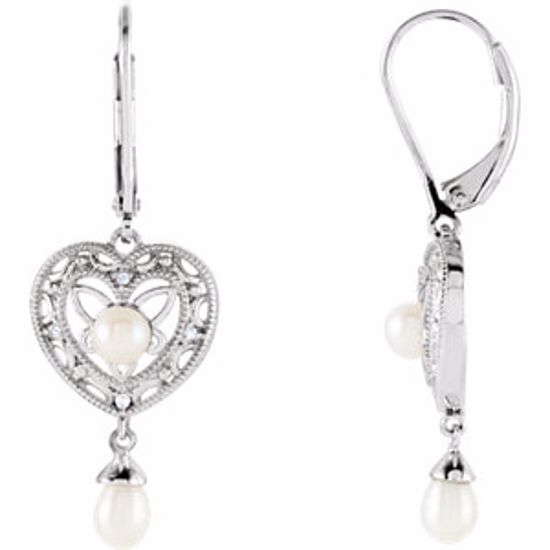 650011:600:P Sterling Silver Freshwater Cultured Pearl & .04 CTW Diamond Earrings