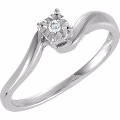 650003:101:P Sterling Silver .03 CT Diamond Illusion Engagement Ring Size 7