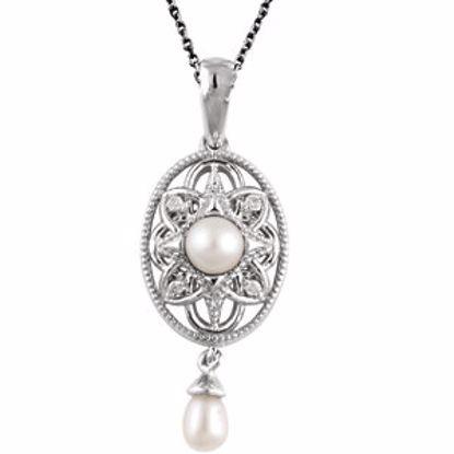 650031:101:P Sterling Silver Freshwater Cultured Pearl & .025 CTW Diamond 18" Necklace