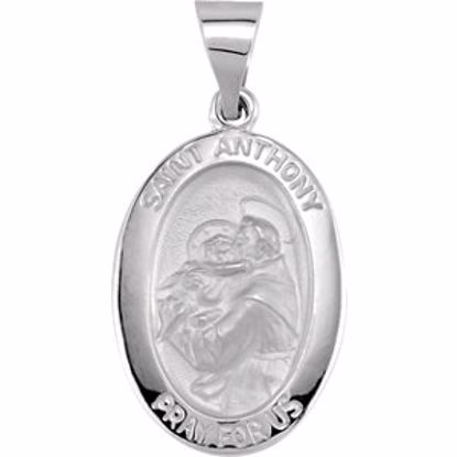 R41613:60005:P 14kt White 19x13.5mm Hollow Oval St. Anthony Medal