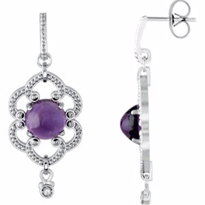 85340:60002:P Sterling Silver Amethyst & .03 CTW Diamond Milgrain Earrings