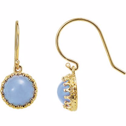 69783:60000:P 14kt Yellow 8mm Blue Chalcedony Dangle Earrings