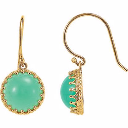 69783:60001:P 14kt Yellow 10mm Chrysoprase Dangle Earrings