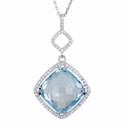 85484:60005:P Sterling Silver Sky Blue Topaz & 1/3 CTW Diamond 18" Necklace