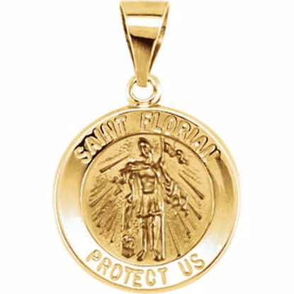 R41618:60003:P 14kt Yellow 15mm Round Hollow St. Florian Medal