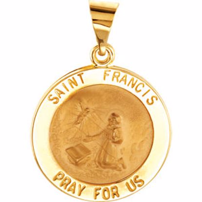 R45338:102:P 14kt Yellow 18.25mm Round Hollow St. Francis Medal